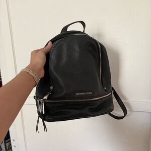 Michael Kors Black Pebbled Leather Backpack